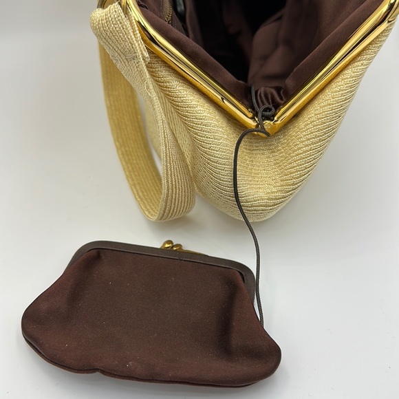 Bienen-Davis VTG 50s Kiss Lock Fine Cord Handbag - Picture 4 of 11